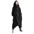 Plus Size Women Autumn Winter Solid Color Zip Hooded Sweatshirt Long Fleece Coat. 