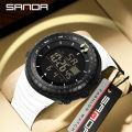 Sanda Classic Style Large Screen Sports Multi functional Trendy Waterproof Night Light LED Men's Watch SD6256-3.