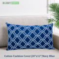 Decorative Cotton Cushion Cover_Navy Blue_(20"x12")_Only Cover.