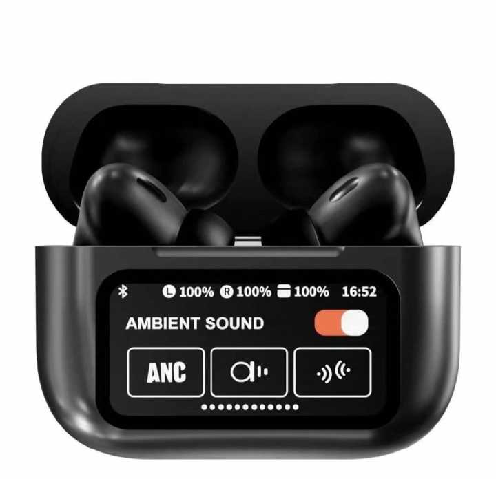 Airpods A9 Pro Touch Screen Display with ANC ENC TWS Earbuds - Black