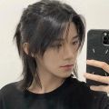 Wolf Tail Wig Men's and Women's Short Hair Internet Celebrity Same Style Natural Realistic Japanese Warrior Head Same Style Anchovy Head Full-Head Wig Style. 