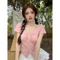 Summer Short Sleeve T Women's T-shirt Hot Girl Slim-Fit Design Sense Niche Top Pure Desire Style Sweet Slim Fit Slimming. 