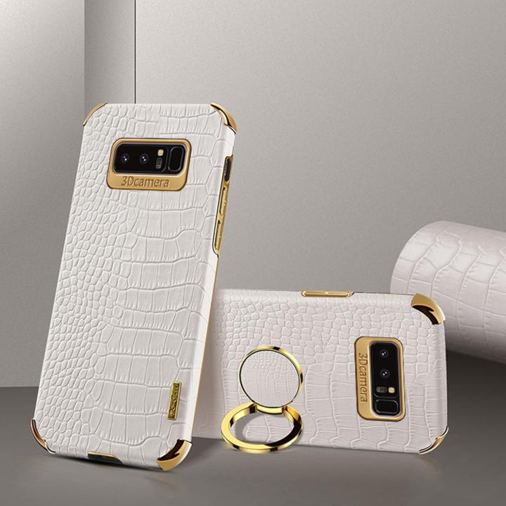 Case for Samsung Galaxy Note8 Crocodile Pattern 360 Degree Rotating Ring Protective Cover Compatible with Magnetic Car