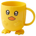 【BestGO】Children's dinner plate cartoon eating bowl Water cup small yellow duck cute anti-fall baby kindergarten tableware set complementary food bowl. 