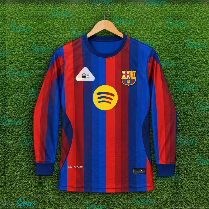 Barcelona Full Sleeve Jersey 2026/27 Thai Premium Football For Men - Long Sleeve Club t shirt - Barcelona Jersey 2026