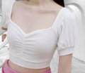 Cotton Crop Top for Women – Short Sleeve, Ribbed Fabric, Soft and Comfortable, Sizes S-XL.