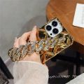 Luxury Korean Plating Rhombus Glitter Rhinestone Crystal Bracelet Chain Phone Case for iPhone 11 12 13 14 15 Pro Max Back Cover. 