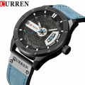 Curren 8301 - Leather Analog Watch for Men-Blue.
