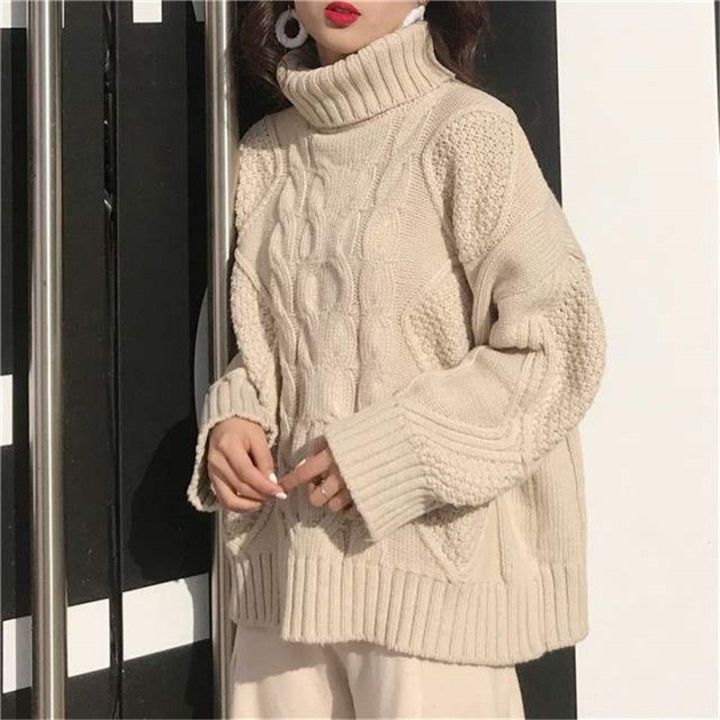 Autumn%20and%20Winter%20Korean%20Style%20Loose%20High%20Collar%20Cable-Knit%20Pullover%20Sweater%20Women's%20Thicken%20Lazy%20Style%20Knitwear%20Sweater%20Coat%20-%20Image%204