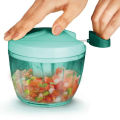Large Handy and Compact Chopper Handy Quick Cutter for Kitchen, 3 Blade Stainless Steel, Pull String, Green (350ml). 