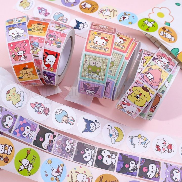 Cute Sanrio HelloKitty Sticker MyMelody Self-adhesive Seal Patch Envelope Sticky Paper Packing Bag Sticky Notes Present Box Paster Wedding Decor Label