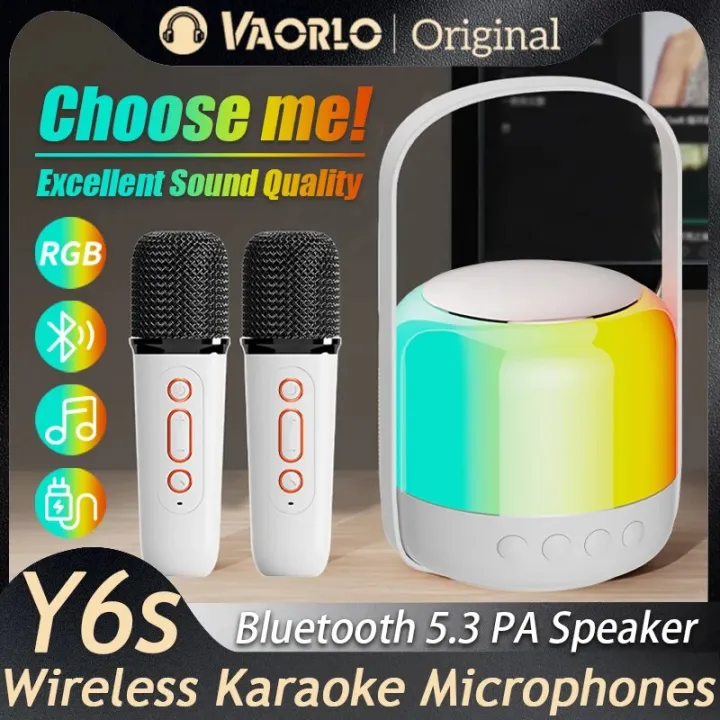 Portable Wireless Karaoke Machine Dual Microphone Bluetooth PA Speaker ...