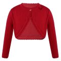 Bow Red Kids Cardigan Sweater Girl Outerwear Long Sleeve Cotton Girls Jacket For 2 4 6 8 10 12 13 Years Old Children Clothes.