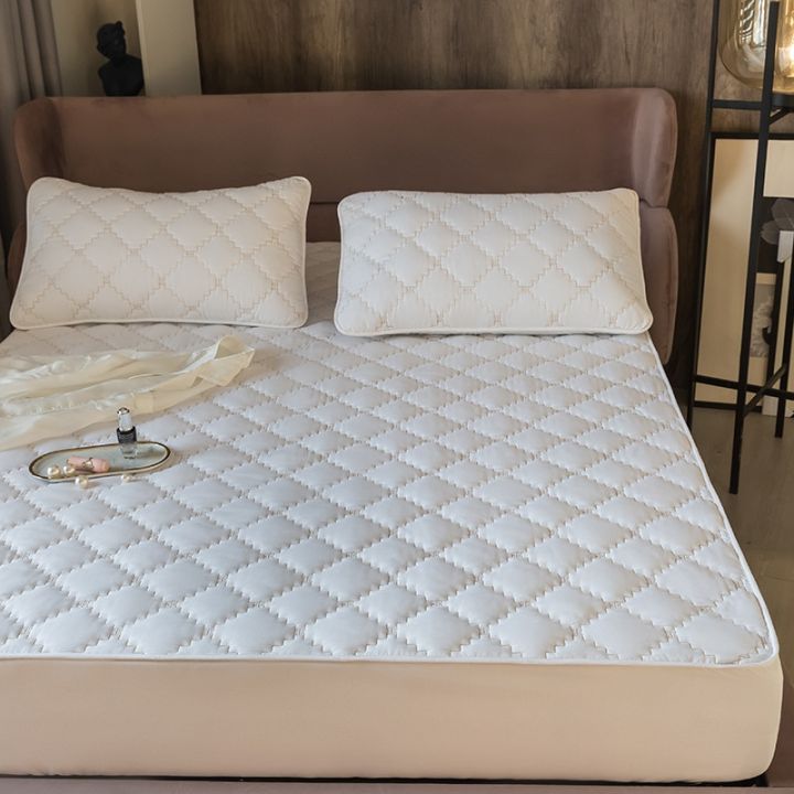 Cotton%20Mattress%20Cover%20Solid%20Color%20Fitted%20Sheet%20with%20Elastic%20Queen/King%20Size%20Bed%20Sheet%20XF1161-12%20-%20Image%205