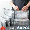 10/60pcs Frozen Food Packaging Pouches Aluminum Foil Ziplock Freezer Bags for Meat Sea Food Fish Chicken Vegetable Fruit.
