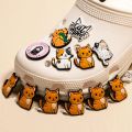 【hot】 1PCS PVC Cute Cat Shoe Charms Pet Cat Croc Jeans Fishbone Shoe Decoration Pins Garden Sandal Accessorie For Women. 