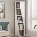 FURNIX Bookworm Haven Corner Bookcase - 70 Inches Tall Gap Freestanding Storage Cabinet Shelve.