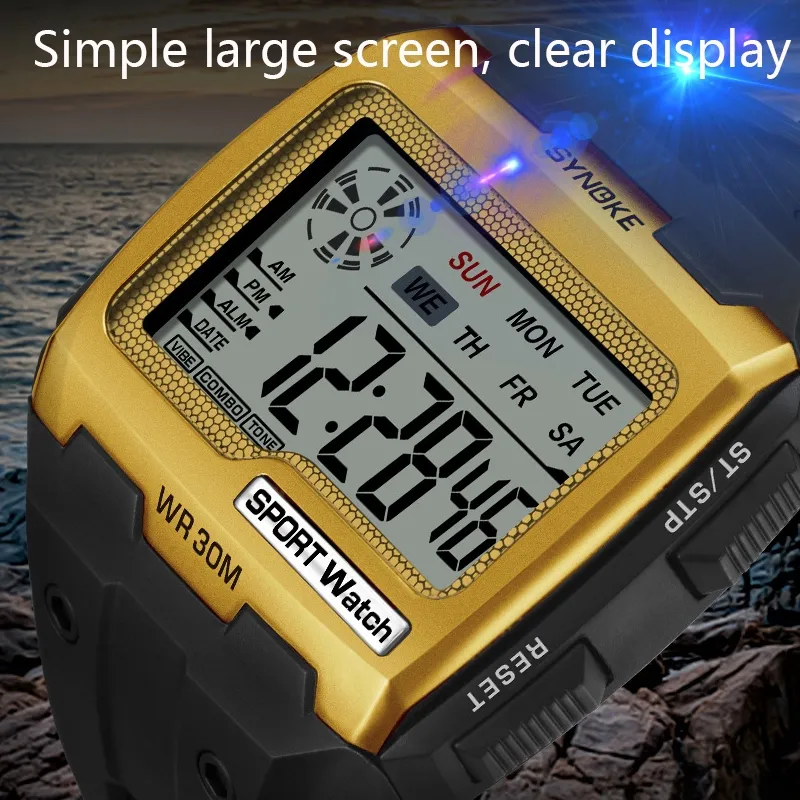 COD Available SYNOKE 9021 Square Sarge Screen Display Luminous Multifunctional Outdoor Men Sports Watch Digital Watch Daraz .bd