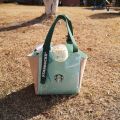 Starbucks Canvas Tote Bag Eco Handbag Women Sling Beg Simple Design Women Shopping Shoulder Bag Lunch Box Bento Bags. 