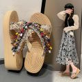 Internet Celebrity Outing Xishuangbanna Ethnic Style Summer Outdoor Fashion Cross Slippers Travel Woven Platform Sandals. 