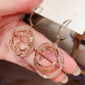 Carat Women Earrings Shiny Rhinestone Inlaid Multi Rhinestone Drop Earrings. 