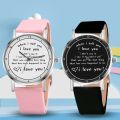 Letters Printed Watch Quartz Watch with PU Leather Strap I LOVE YOU Watch for Women Girls.