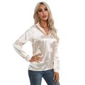 Satin Silk Button Down Shirts for Women Dress Shirts Long Sleeve Blouses Female Shirts.