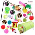 Kitten Toys Variety Pack-Pet Things for Cat Toy Combination Set Toy Funny Cat Stick Sisal Mouse Bell Ball Cat Supplies 21 Piece. 