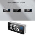 Home Bedroom Living Room Rechargeable Bedside Music Clock LED Mirror Alarm Clock Sound Activated Clock.