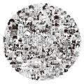 10/30/50PCS Black And White Anime Mixed Graffiti Sticker Tokyo Avengers/My Hero Academia/Demon Slayer Waterproof Sticker Wholesa. 