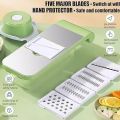 Vegetable Slicer Cutter Grater Chopper Food Slicer Dicer Hand Guard Set Kitchen Manual Slicer Kitchen Tool Accessories Rust-Free Blades with 5 Removable Blades and Storage Box-Graters, Peelers & Slicers -Bix Super Shop.