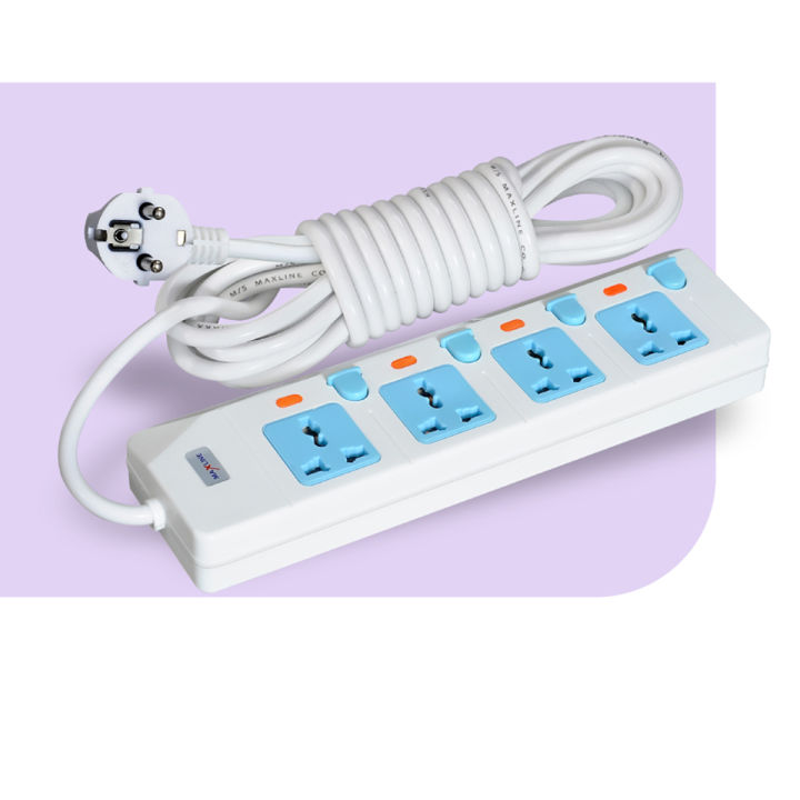Maxline%204%20Port%20Multi%20Extension%20Socket%20Model:%20ML-844-2%20pin%20Plug/%203%20Miter%20Wire=%2010%20fit/hand%20%20Long%20Wire%20-%20Image%204
