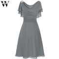Womail dresses Women Formal Wedding Bridesmaid High-waist Party Ball Prom Gown One-shoulder chiffon Dress June6. 