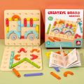 Creative Nail Board Puzzle Toys Montessori Education Geometric Graphics With Cards Preschool Kids Early Learning Game Toy Gifts. 