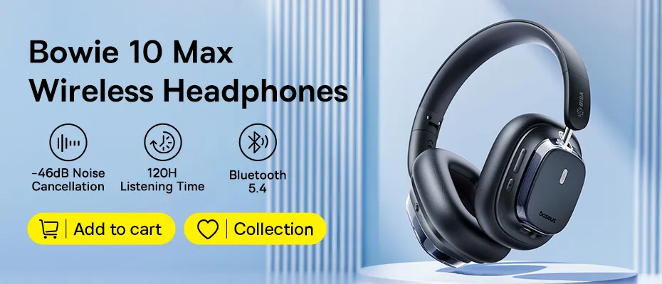 Baseus Bowie 30 Max Wireless Headphone BISA PRO Spatial Audio With Head Tracking V5.4 -45dB Noise Cancellation Over-Ear Headsets | Daraz.com.bd