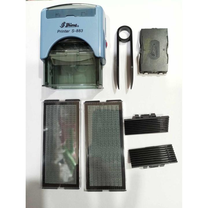 shiny Self Inking Stamp Set Custom Personalised DIY Business Name Number Address Printing Rubber Stamp with Tweezers Kit Black