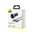 Baseus 65W Car Charger Suit with Type-C Cable - Black.