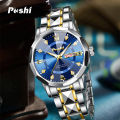POSHI Men's Watch Date Week Fashion Watch Men Original Waterproof Non-mechanical Luminous Dual Calendar Quartz Wristwatch. 