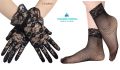 Net hand gloves and socks for woman. 