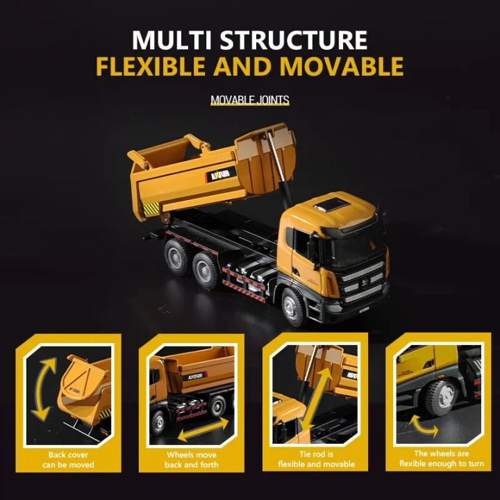 HUINA%201:50%20Diecast%20Car%20Model%20Alloy%20Simulation%20Vehicle%20Die-Cast%20Dump%20Truck%20Bulldozer%20Backhoe%20Loader%20Excavator%20Toys%20Collectables%20-%20Image%203