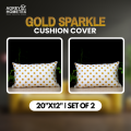 Sparkle Gold Afsan Printed Premium Cushion Cover, Gold & White (20"x12") Only Cover, Set of 2.