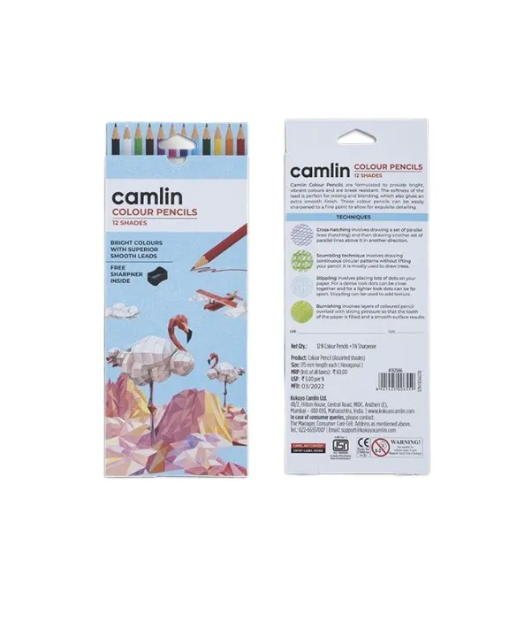 Camlin%20Colour%20Pencils%2012%20shades%20with%20Sharpener,%20Full%20size%20Assorted%20pack%20-%20Image%202