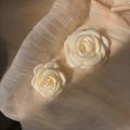 White Camellia Rose Hairpins Retro Brooch Flower Disc Hairclips Fabric Hair Clow Wedding Hair Bow Headwear Fashion Accessories.