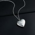 Unique Silver Color Photo Frame Pendant Necklace Carved Designs Heart-shaped Openable Locket Necklace Family Jewelry Gift.