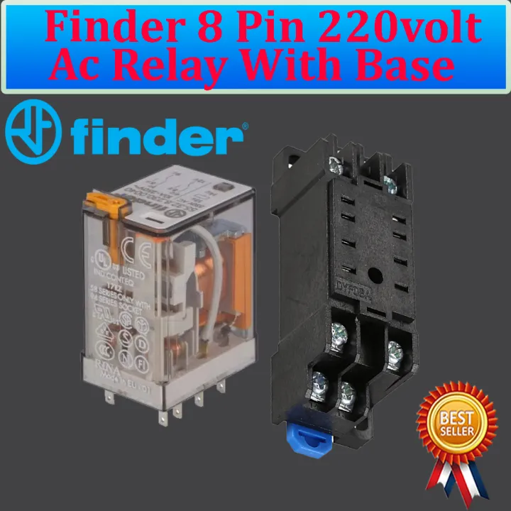 Finder%20Ac%20220/240%205A%20Coil%208%20Pin%20DPDT%20Power%20Electromagnetic%20General%20Purpose%20Relay%20With%20Base%20-%20Image%203