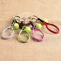 2Pcs Creative Sports Fan Key Ring Tennis Ball Racket Pendant Keychain Keyfob. 