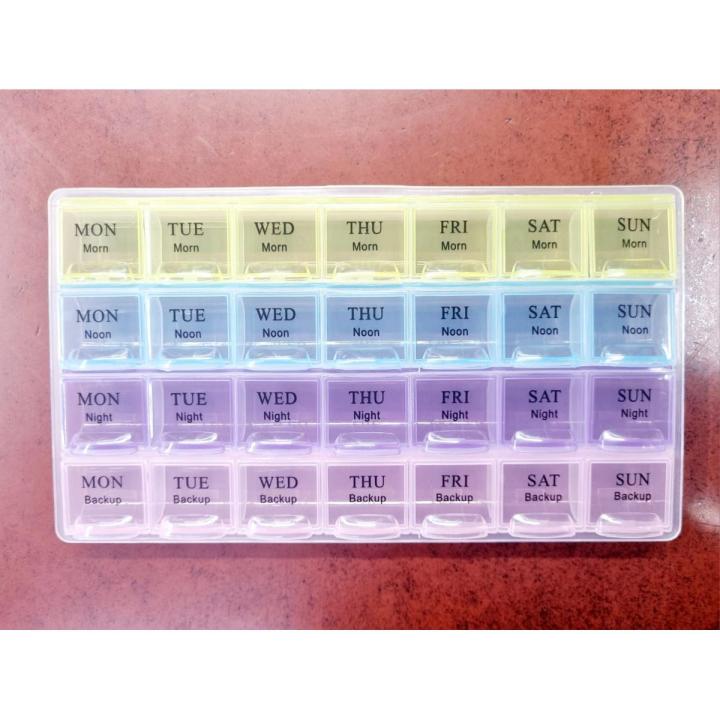 7 Days Medicine Kit box organizer with 28 grids Week day medicine box from Morning-noon-night - Medicine Box