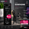 Wired Earphone with Built-in Microphone | HiFi Stereo Clear Sound Earbuds for Music, Gaming & Calls | Black | 6 Months Warranty | MANGO H100. 