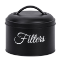 Coffee Filter Holder, Basket Coffee Filter Storage with Lid, Round Coffee Filter Container for Counter,Black. 