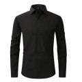 Black Shirt For Men Fashion Long Sleeve Cotton Shirt Casual Dress Shirts.